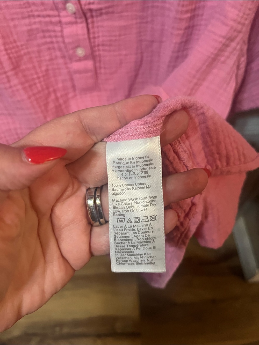 J. Crew Pink Cotton Gauze Henley Tunic Top- size 2X - Picture 4 of 6